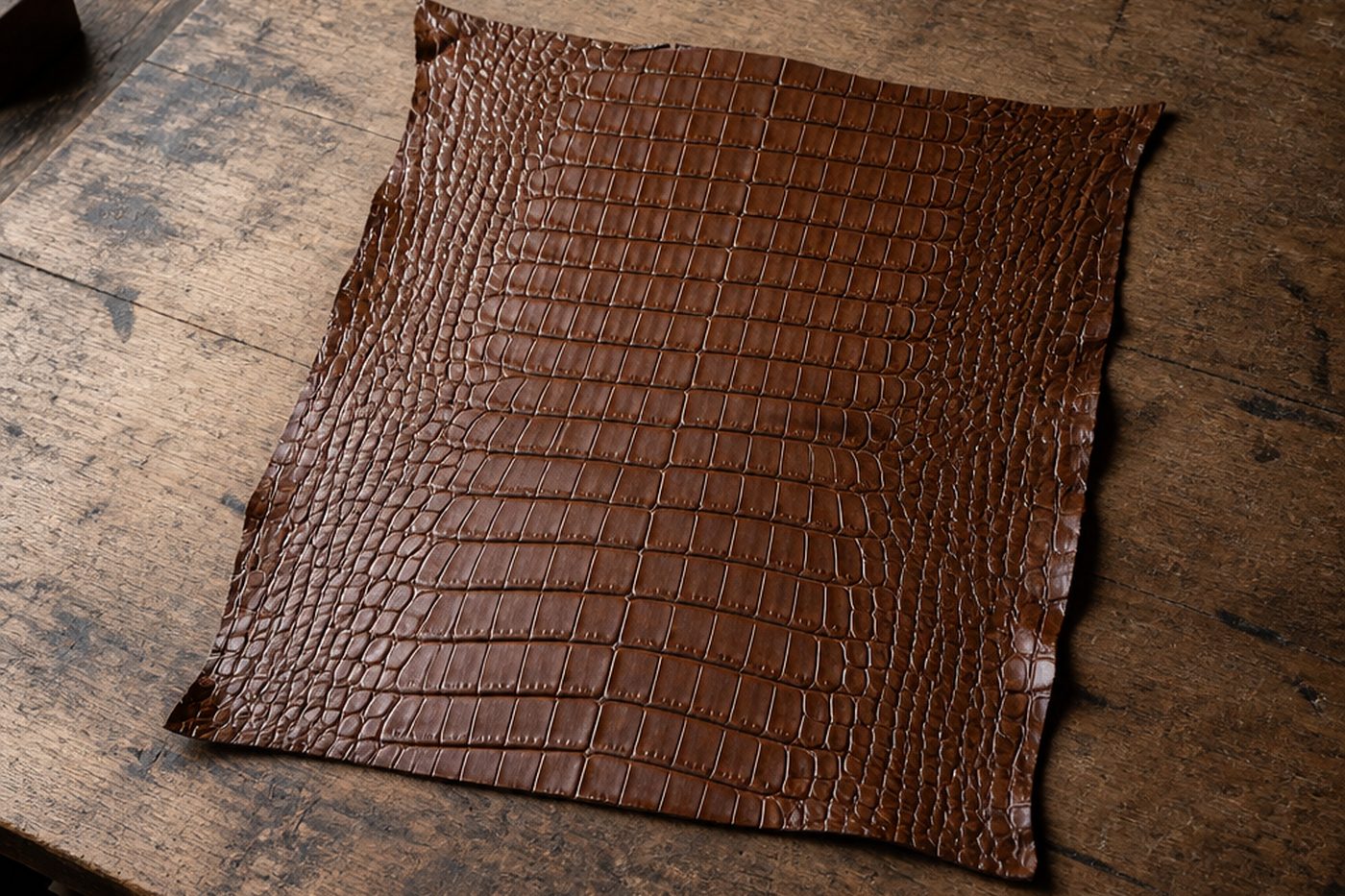 Nile crocodile belly leather showing the even centre scales