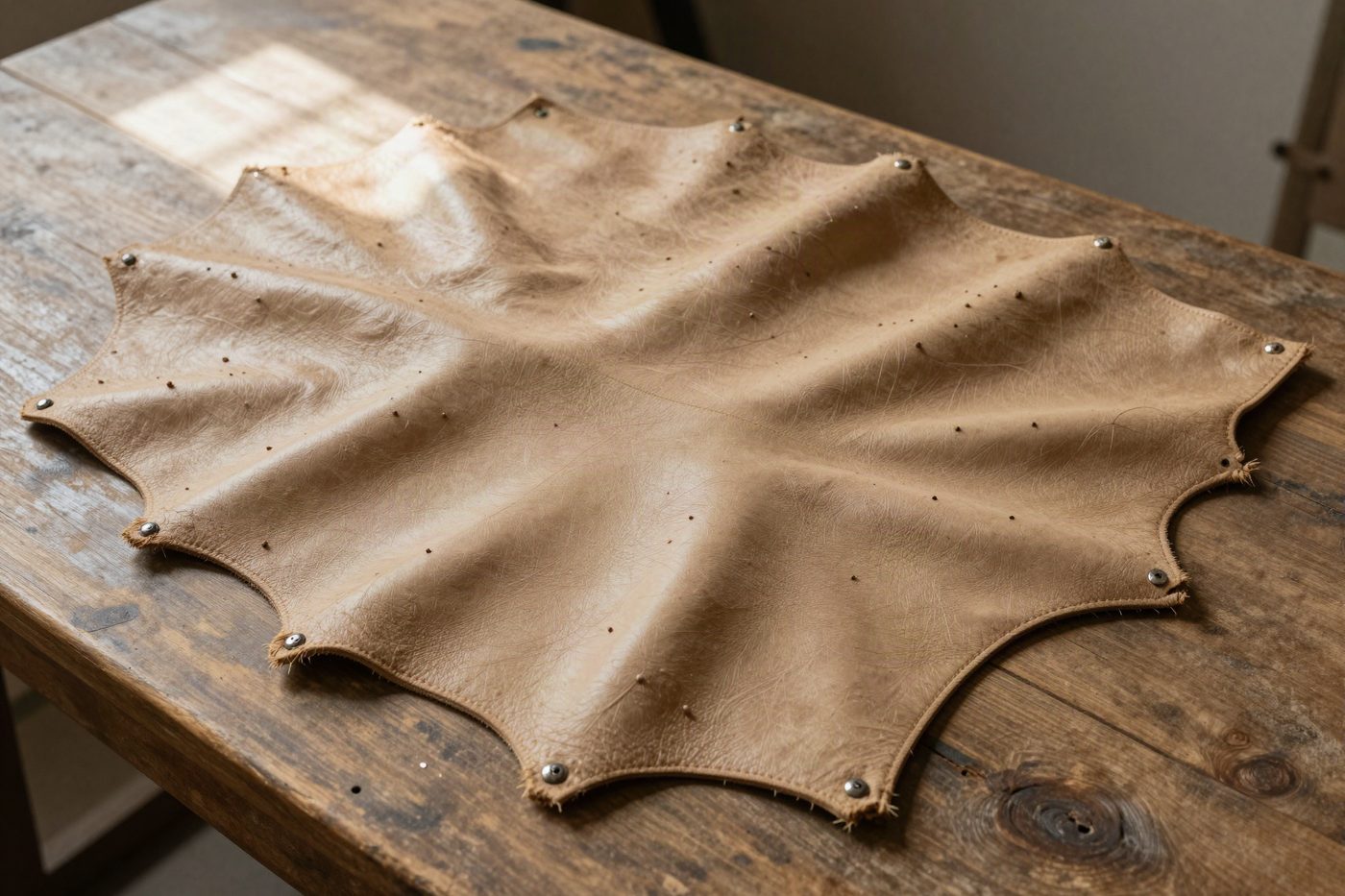 Full-quill ostrich hide photographed under raking light